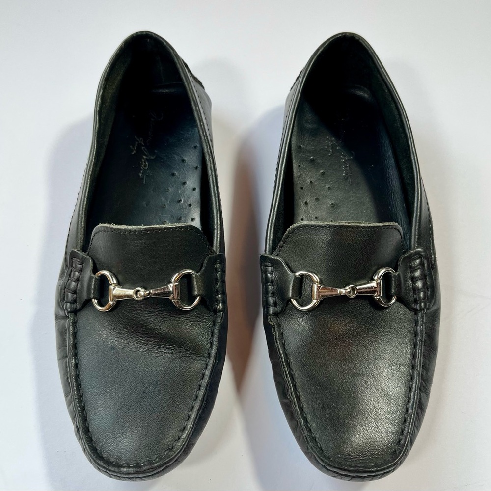 MASSIMO MATTEO Black Leather Horse Bit Driving Loafers Silver Women 8.5 Comfort